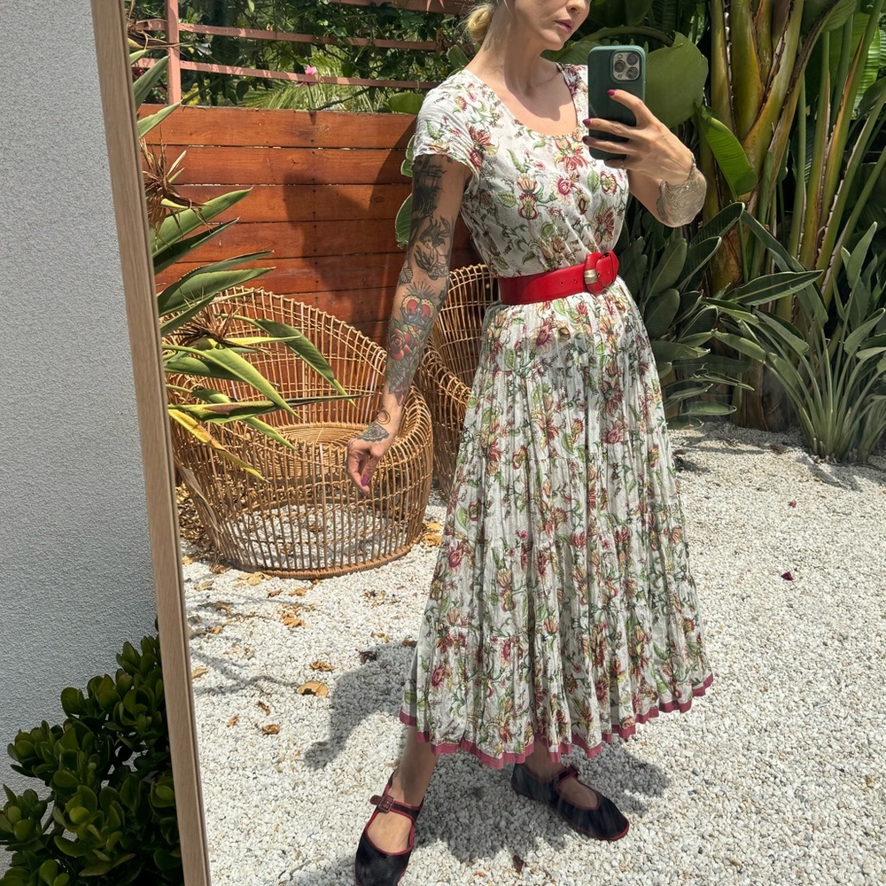 Beautiful Indian cotton gauze flowy dress Kara dress soft surroundings - Picture 6 of 12